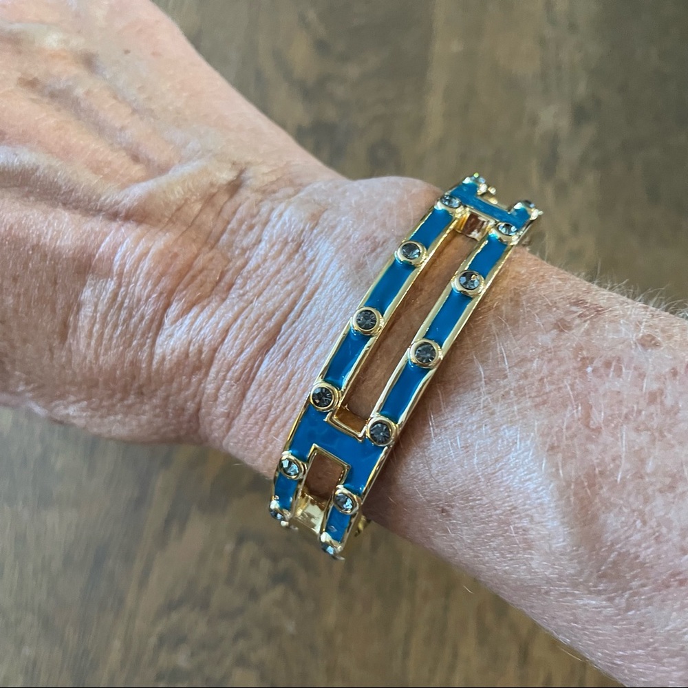 J Crew Enamel Bangle Rhinstone Double Bracelet